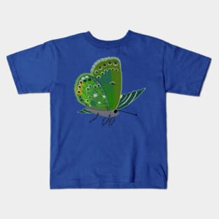 Spirograph Collaged Green Butterfly Kids T-Shirt